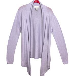 bryn WALKER Cotton Cashmere Cardigan Drape Hem Lilac Size S Sustainable Style